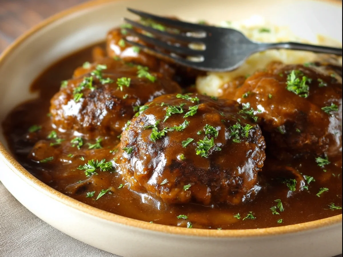 Homestyle Salisbury Steak Recipe with Rich Mushroom Gravy - Image 2