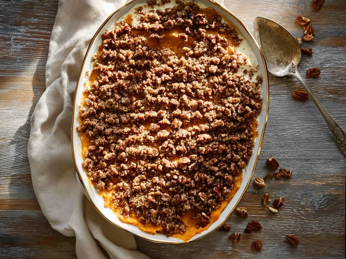 Homestyle Sweet Potato Casserole Recipe with Pecan Topping - Image 1