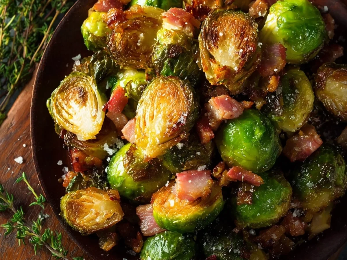 Honey Glazed Roasted Brussels Sprouts with Turkey Ham: Easy Side - Image 2