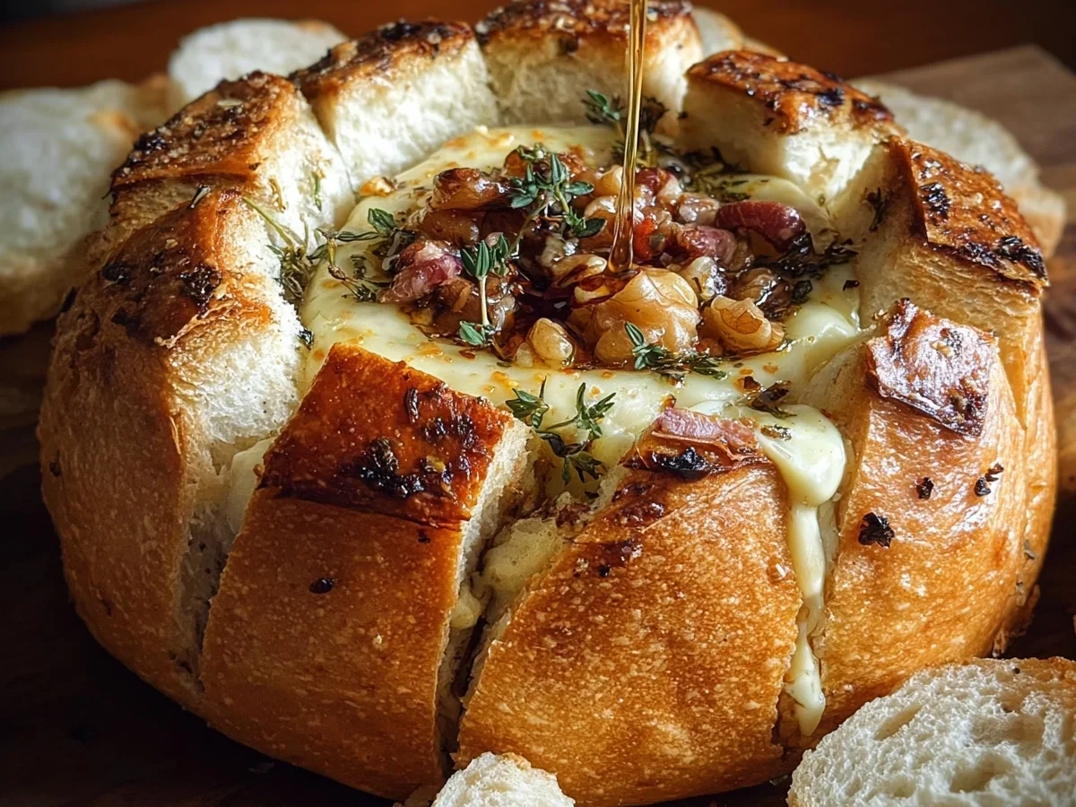 Hot Honey Baked Brie Bread Bowl Appetizer - Image 2