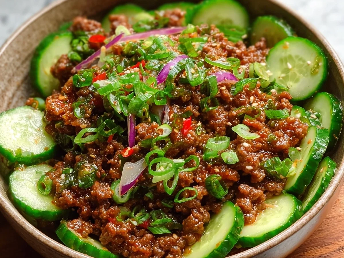 Keto Korean Ground Beef & Cucumber Salad - Image 1