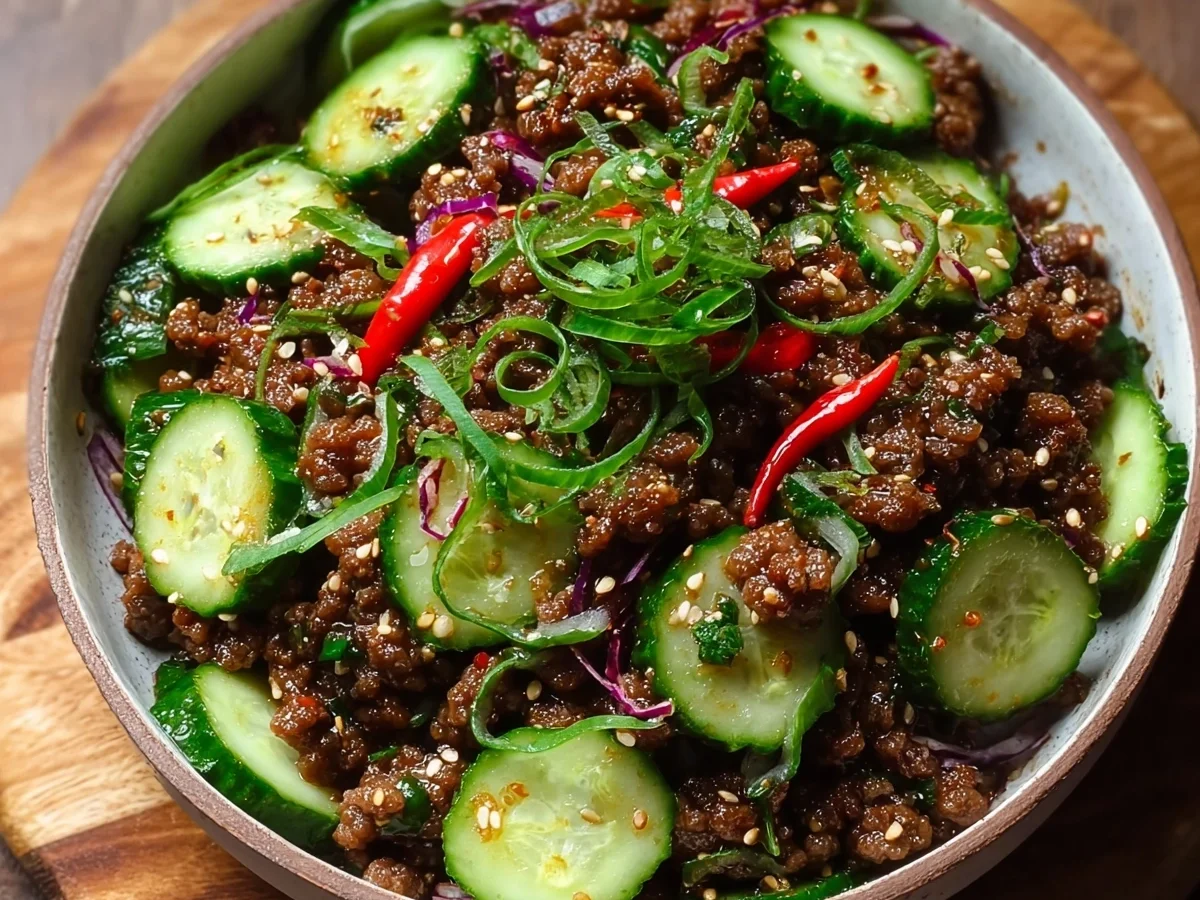 Keto Korean Ground Beef & Cucumber Salad - Image 2
