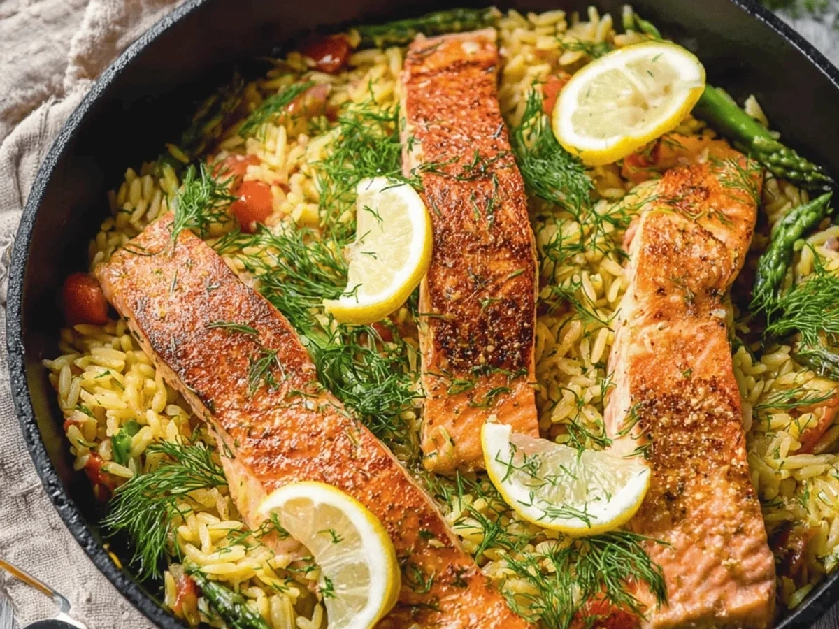 Lemon Salmon Orzo Skillet: A Bright Dinner Delight - Image 1