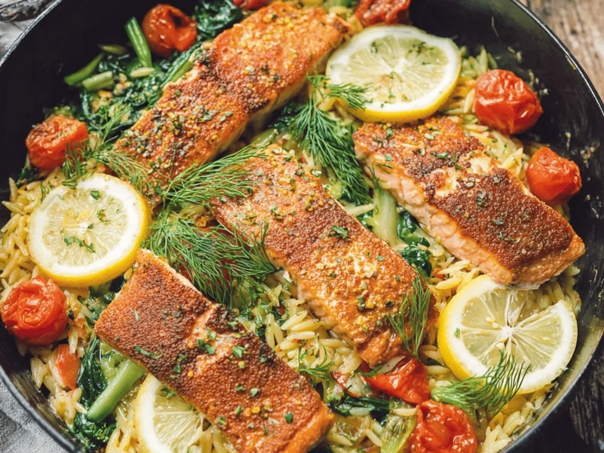 Lemon Salmon Orzo Skillet: A Quick Meal - Image 1