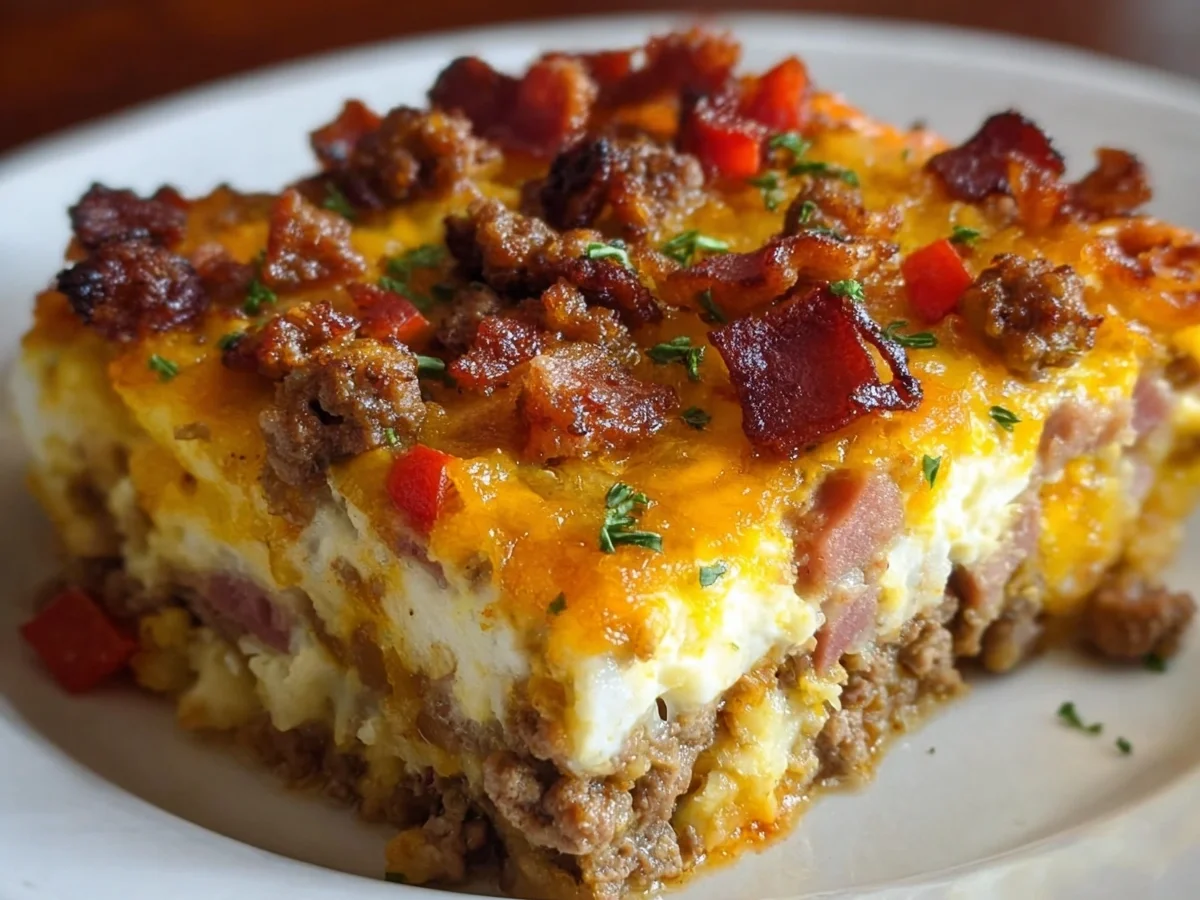 Low Carb Turkey Ham Cheeseburger Casserole - Image 1