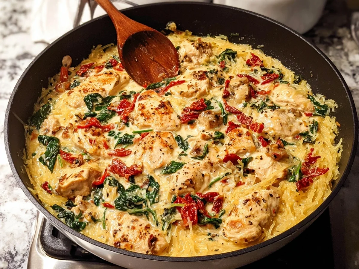 Low Carb Tuscan Chicken with Creamy Spaghetti Squash - Image 1