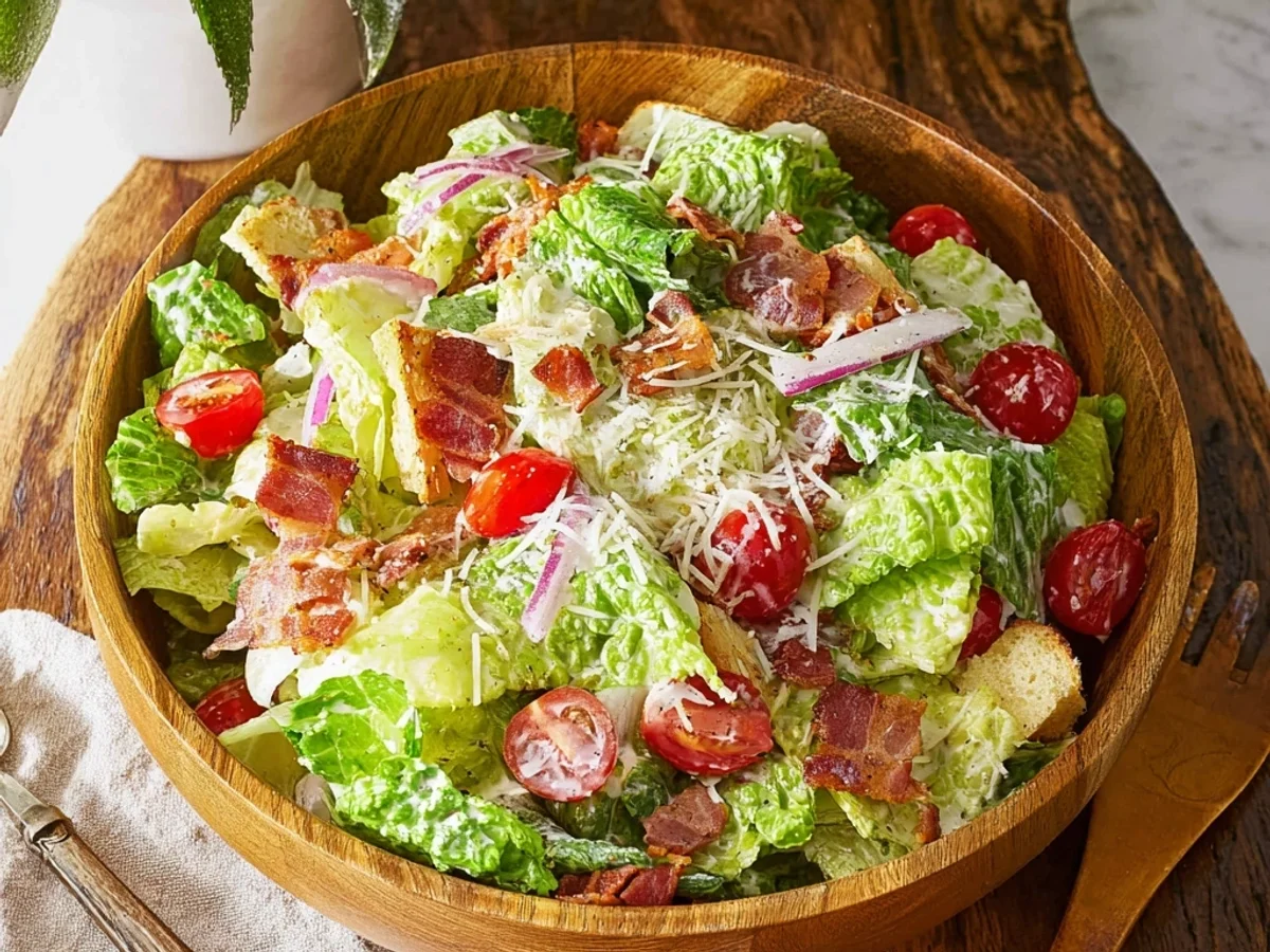 Mom's Classic BLT Caesar Salad: Crunchy & Tangy - Image 1