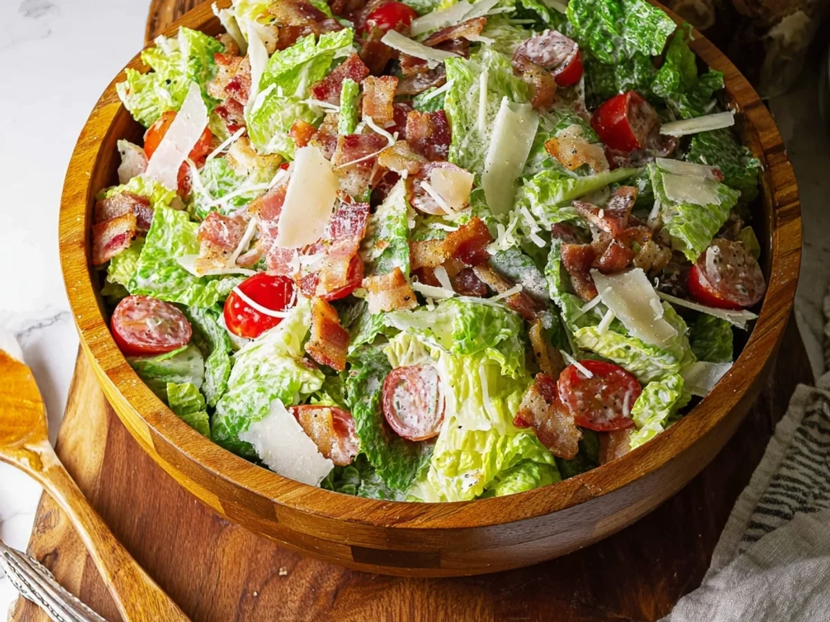 Mom's Classic BLT Caesar Salad: Crunchy & Tangy - Image 2