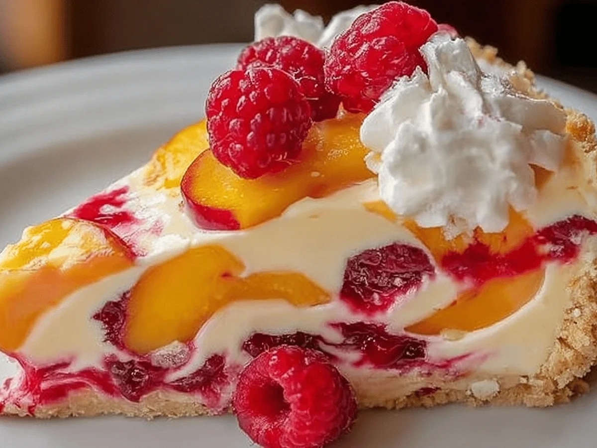 No-Bake Peach Raspberry Cheesecake - Sweet & Simple Treat - Image 1