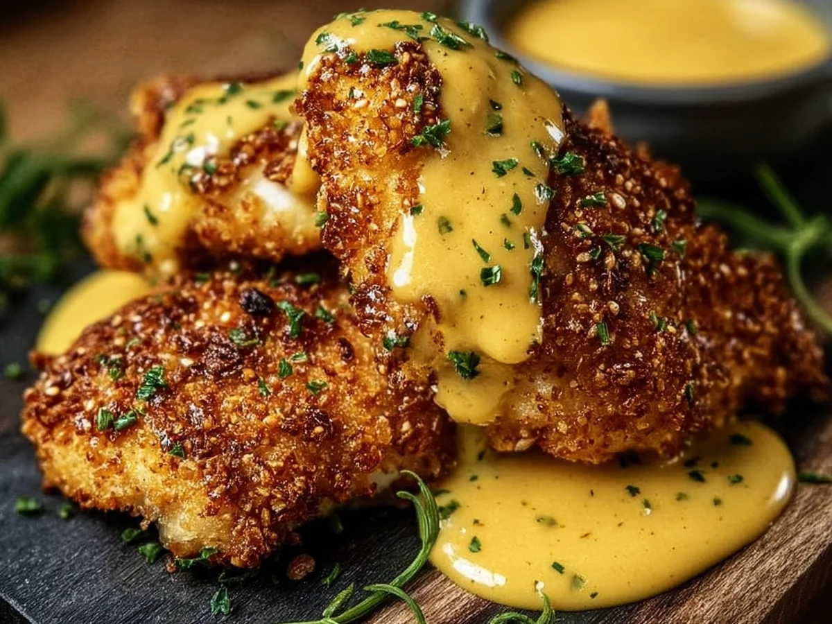 Pretzel Chicken with Tangy Mustard-Cheddar Sauce - Image 2