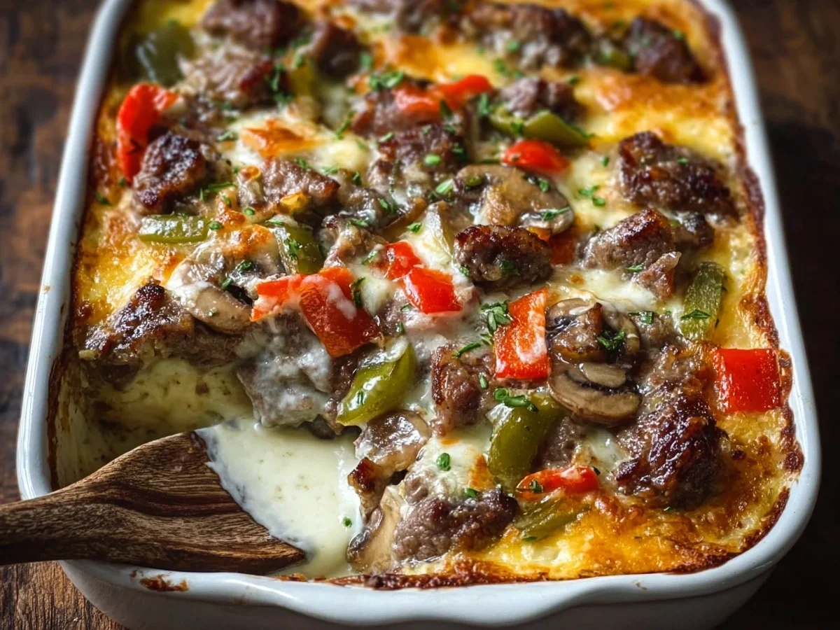 Protein Low Carb Philly Cheesesteak Casserole - Image 1