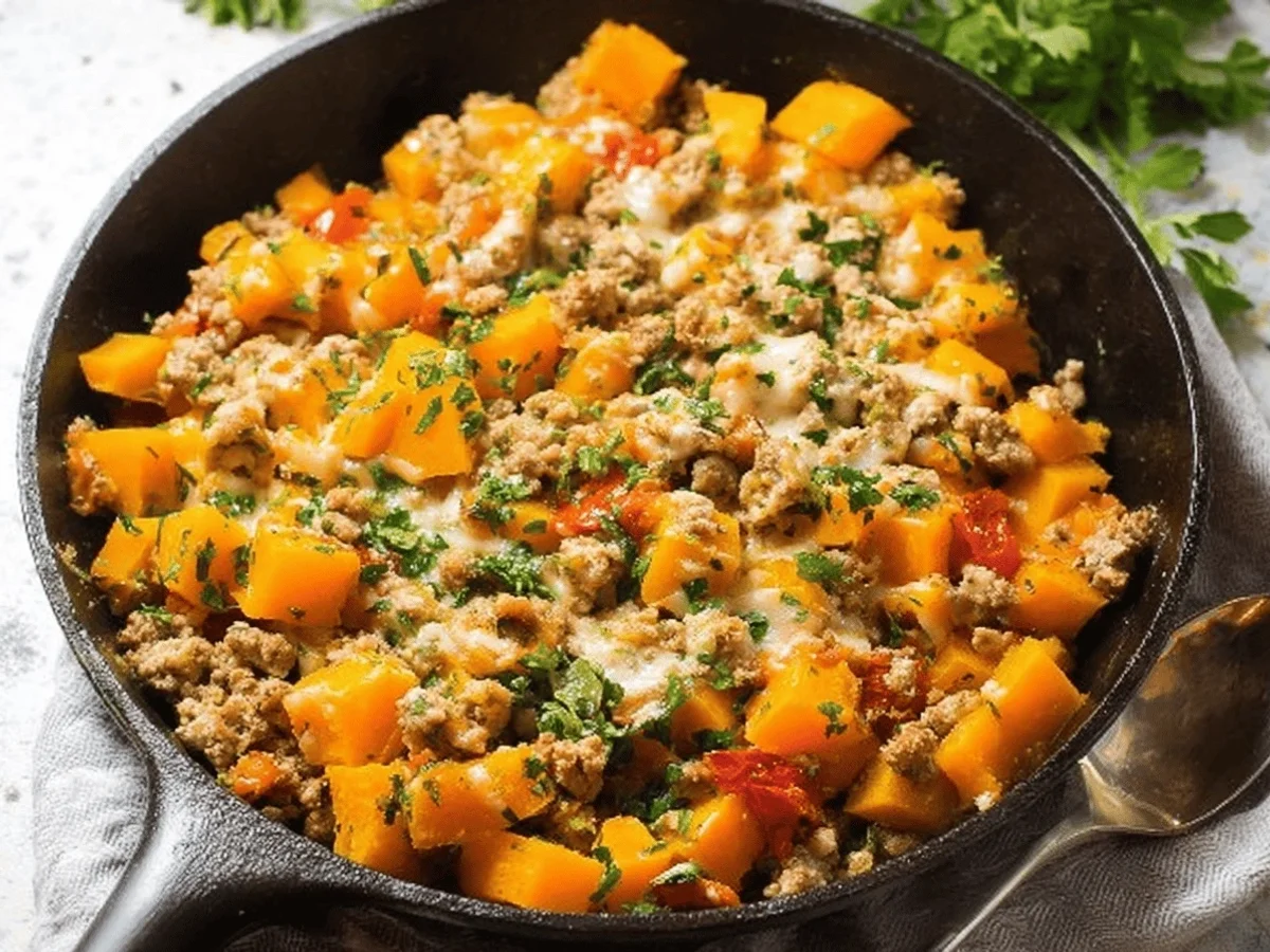 Quick and Healthy Ground Turkey Butternut Squash Skillet - Image 1