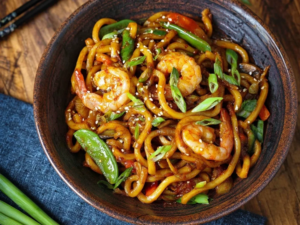 Quick Delicious Yaki Udon with Shrimps - Image 1