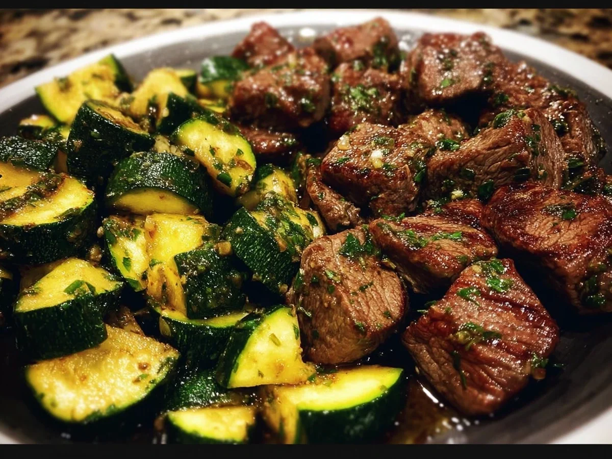 Quick Garlic Butter Steak Bites & Zucchini (Low Carb) - Image 1