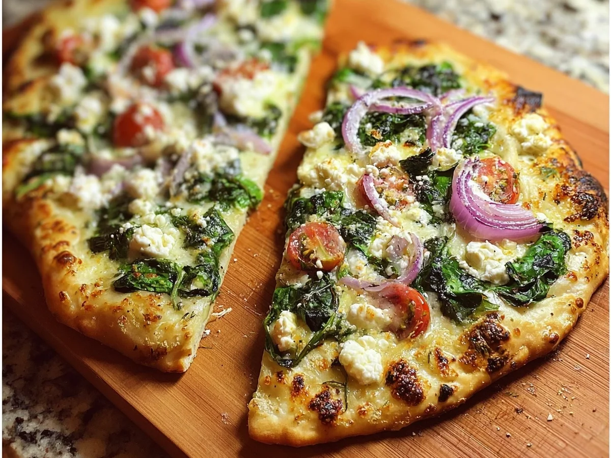 Quick Mediterranean Spinach Feta Flatbread Pizza - Image 2