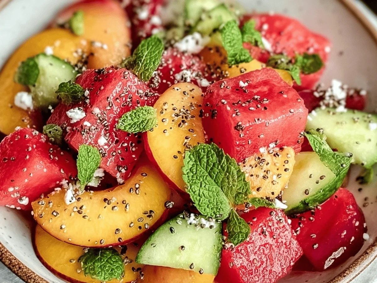 Refreshing Peach Watermelon Salad Recipe - Image 1