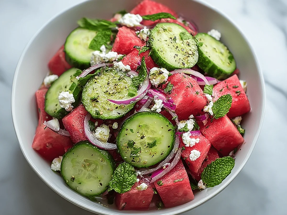 Refreshing Watermelon Cucumber Feta Salad Recipe - Image 1