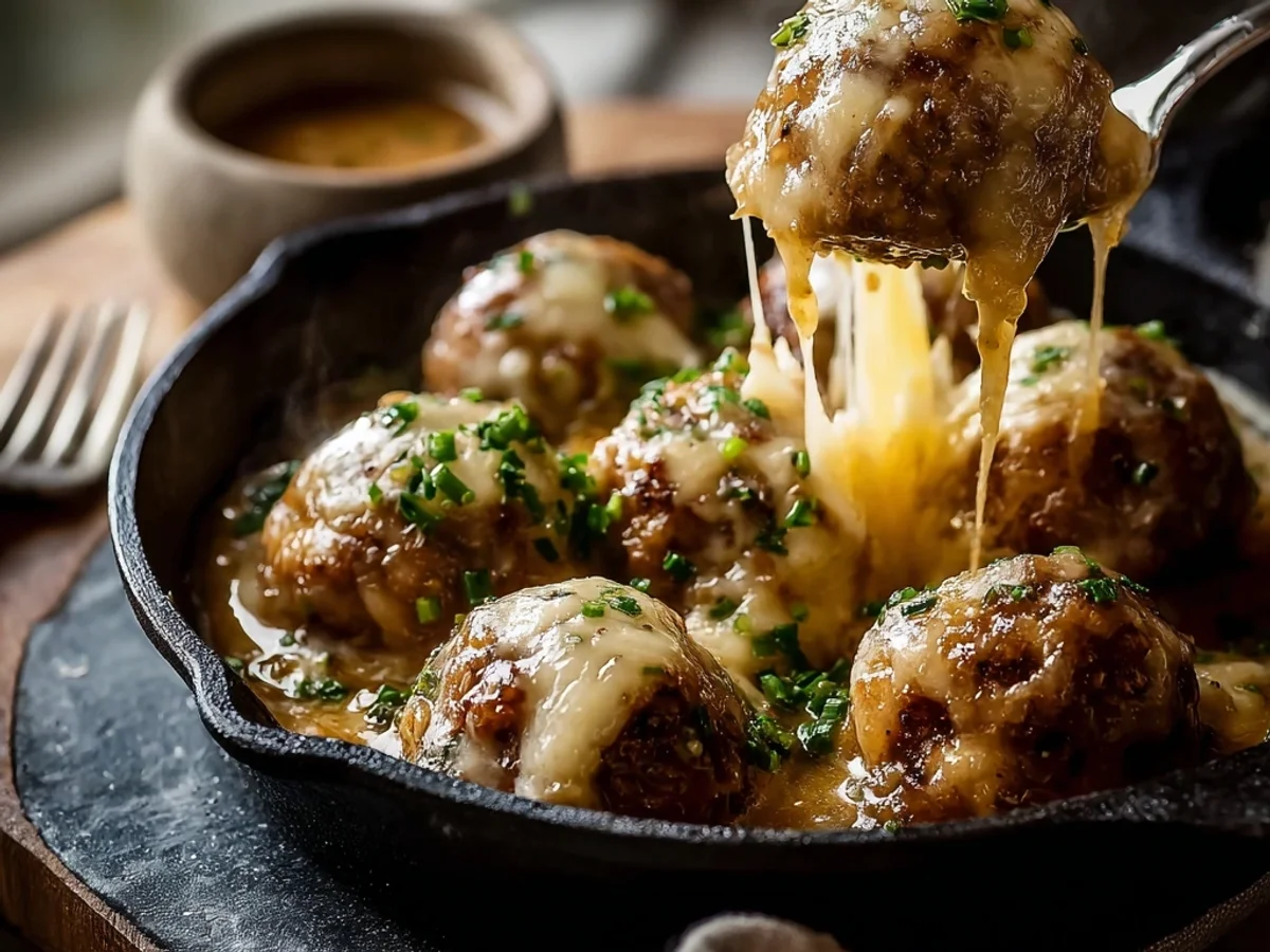 Rich Cheesy French Onion Meatballs Recipe - Image 1