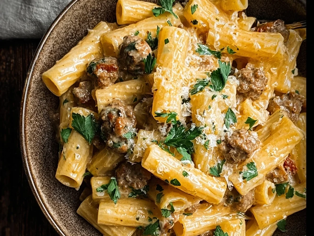 Rich Creamy Beef Sausage Rigatoni: Family Pasta Dish - Image 2