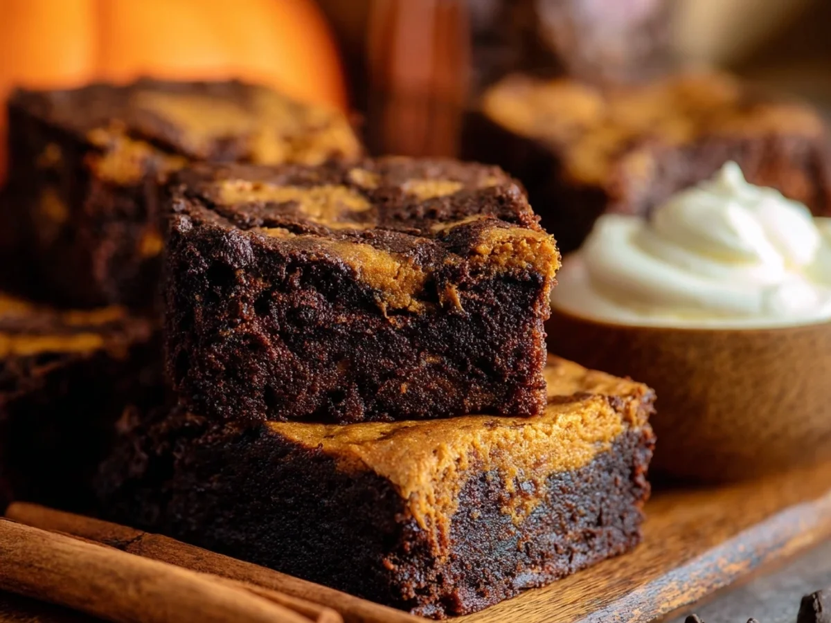 Rich Pumpkin Brownies Recipe with Swirls - Image 1