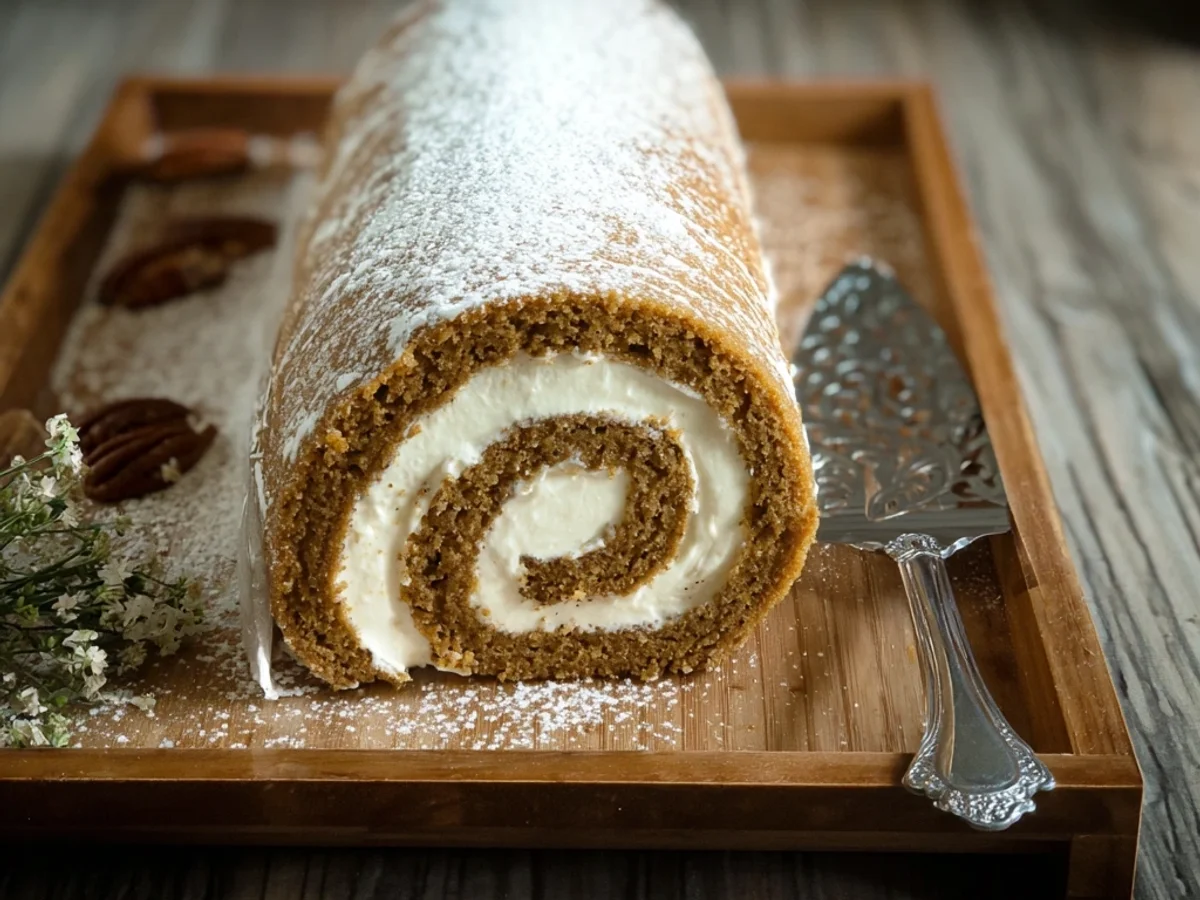 Rich Pumpkin Cake Roll: Cream Cheese Swirl - Image 1