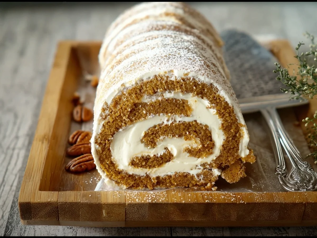 Rich Pumpkin Cake Roll: Cream Cheese Swirl - Image 2