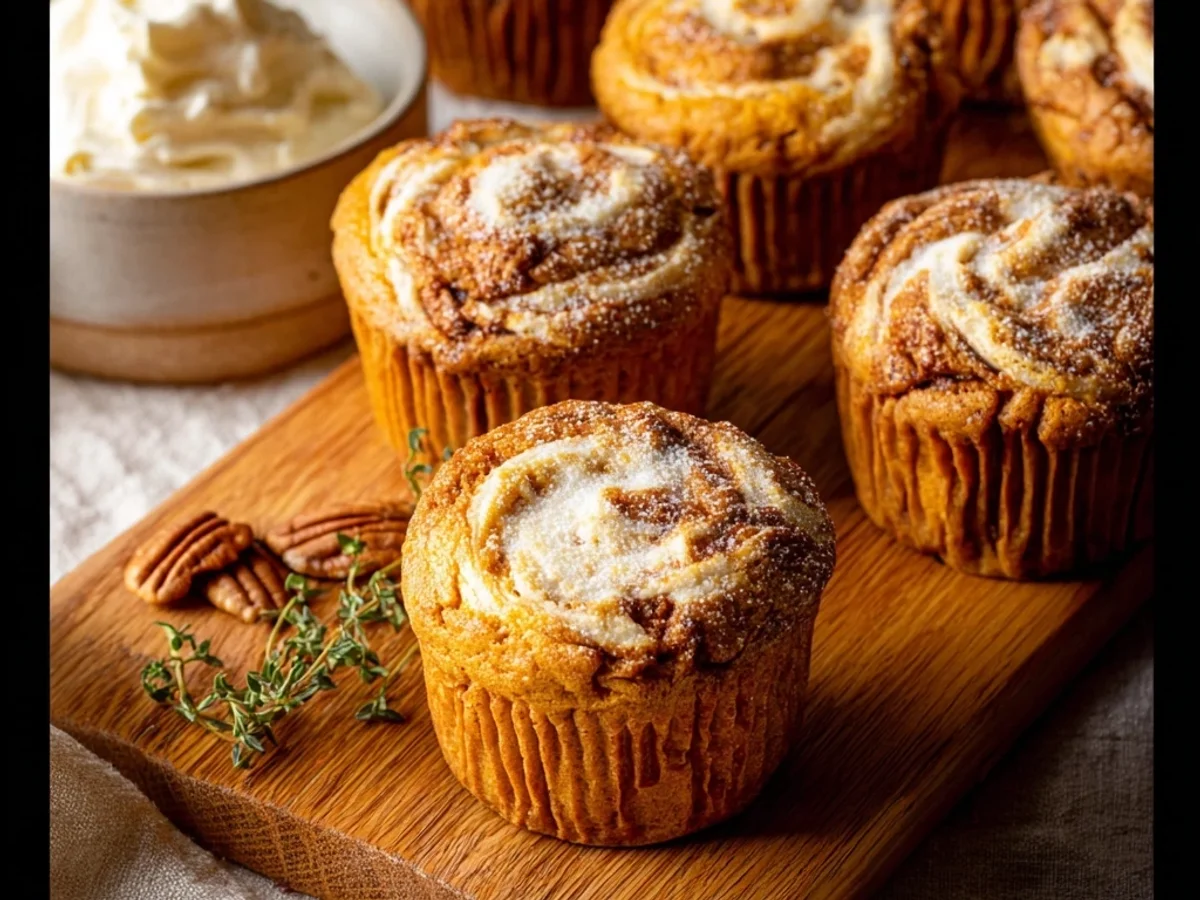 Rich Pumpkin Cream Cheese Swirl Muffins for Fall - Image 1