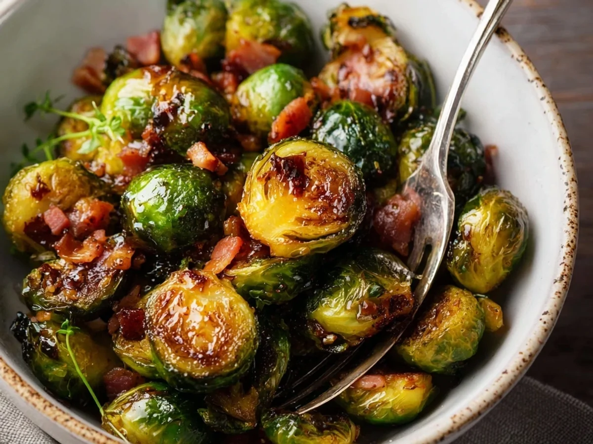 Roasted Brussels Sprouts with Turkey Ham & Balsamic - Image 1