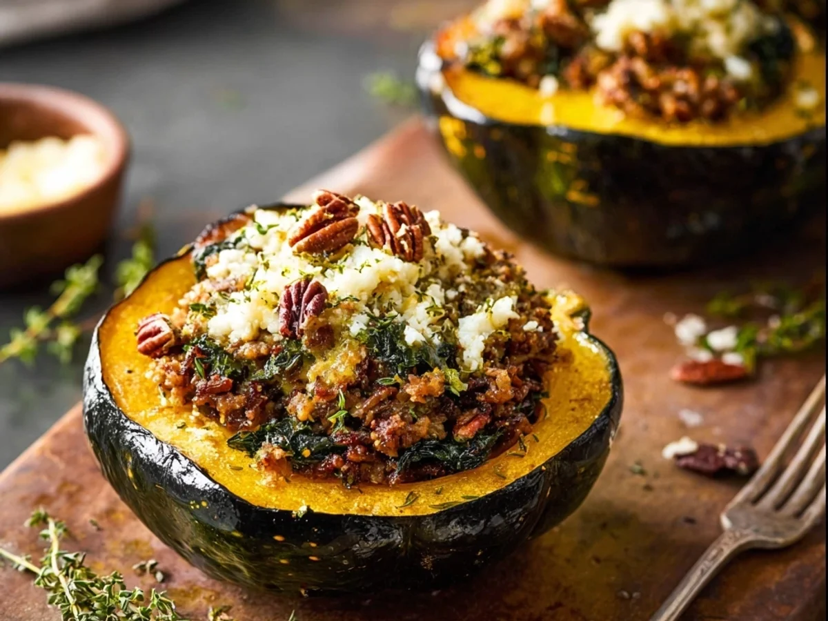 Rustic Beef Sausage Stuffed Acorn Squash: A Hearty Dinner - Image 1