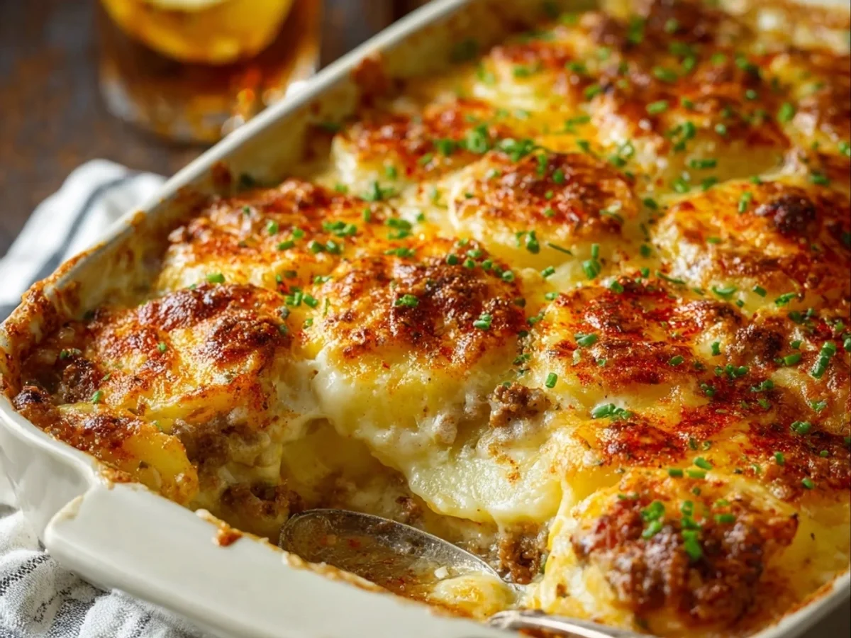 Rustic Cheesy Hamburger Potato Casserole - Image 1