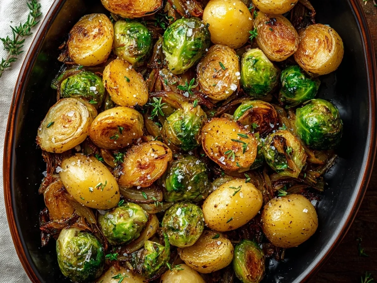 Rustic Garlic Brussels Sprouts and Potatoes Bake - Image 2