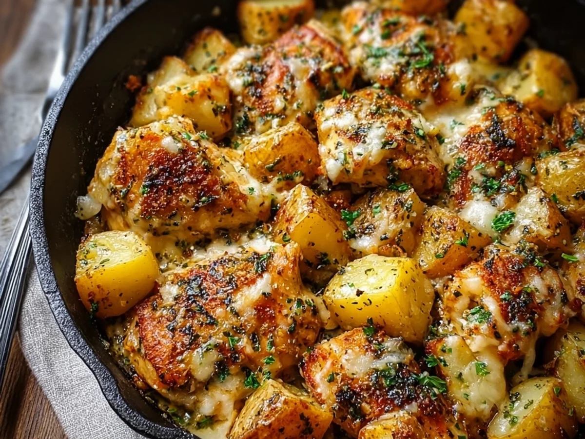 Rustic Garlic Parmesan Chicken and Potatoes Skillet - Image 1