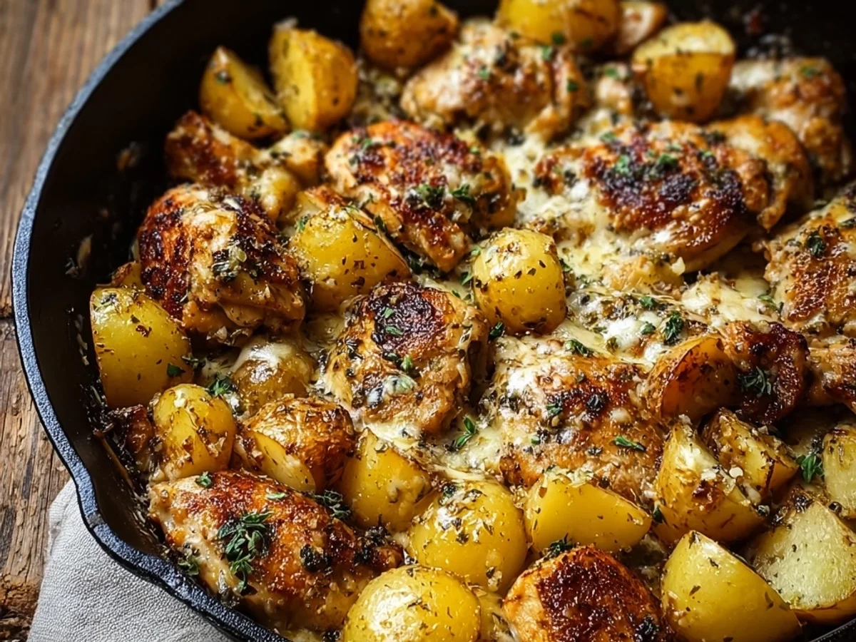 Rustic Garlic Parmesan Chicken and Potatoes Skillet - Image 2