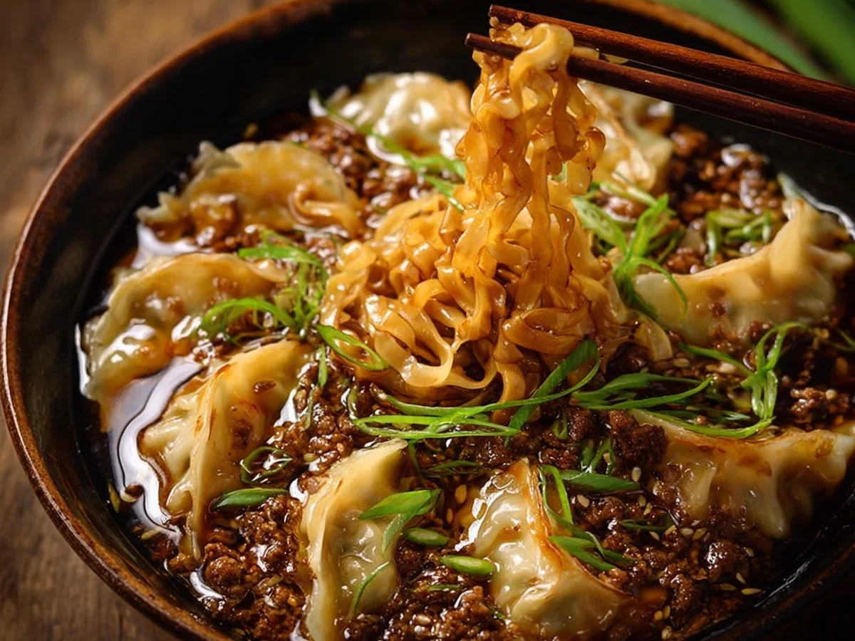 Savory Lamb Potsticker Noodle Bowl Quick & Flavorful - Image 1