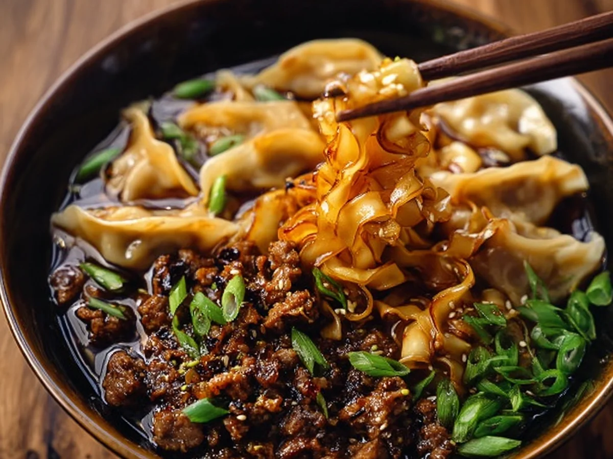 Savory Lamb Potsticker Noodle Bowl Quick & Flavorful - Image 2