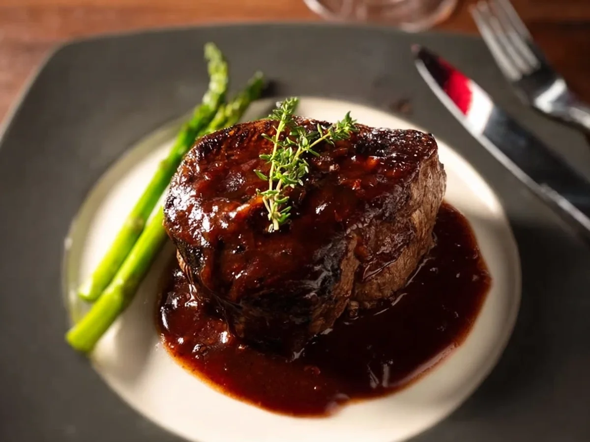 Seared Filet Mignon with Red Chicken Broth Sauce - Image 2