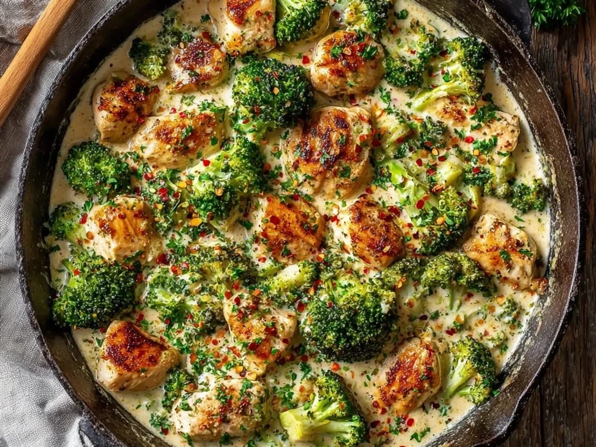 Simple Creamy Garlic Chicken & Broccoli Skillet - Image 2