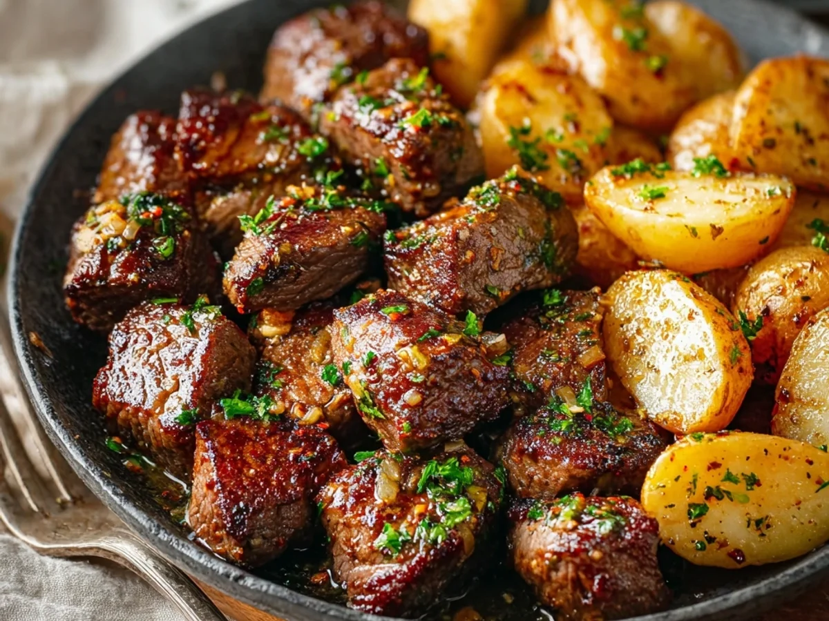 Skillet Garlic Steak Bites and Potatoes - Image 1