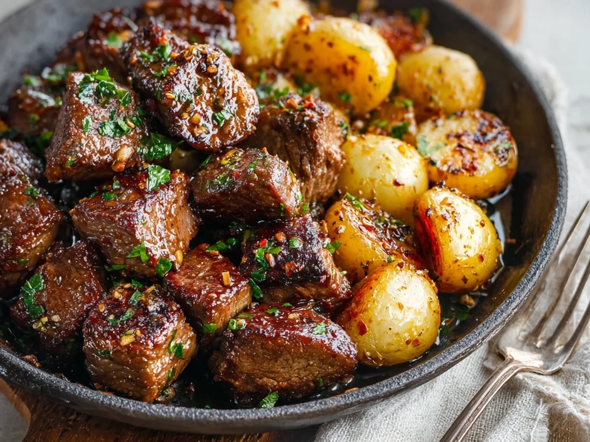Skillet Garlic Steak Bites and Potatoes - Image 2