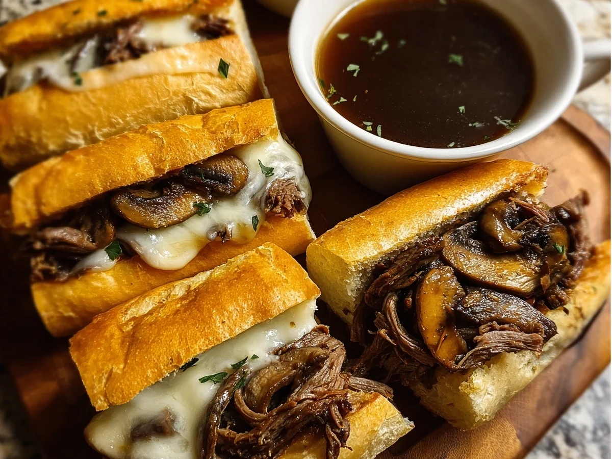 Slow Cooker French Dip Sandwiches with Garlic Mushrooms - Image 2