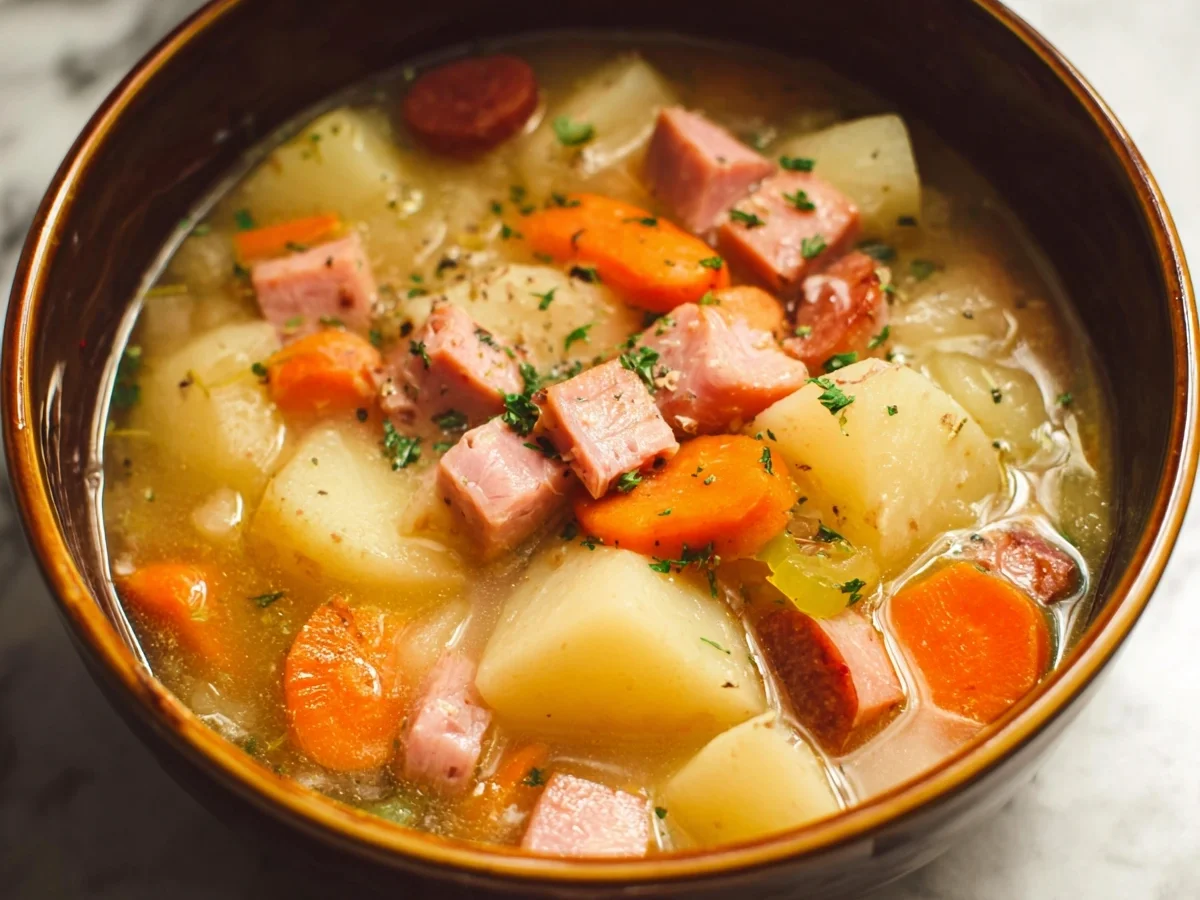 Slow Cooker Turkey Ham Potato Soup: Hearty Family Meal - Image 1