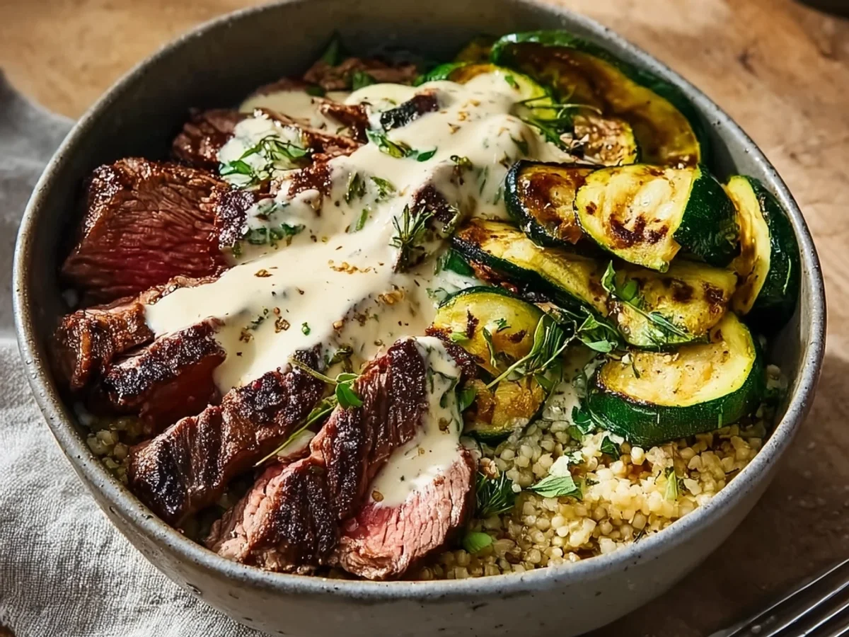 Smoky Grilled Steak Bowl with Creamy Zucchini - Image 2
