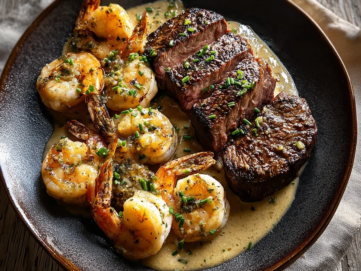 Steak Creamy Garlic Shrimp: A Rich Dinner Experience - Image 2