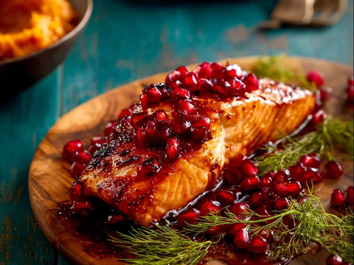 Sticky Pomegranate Salmon with a Tangy Glaze - Image 1