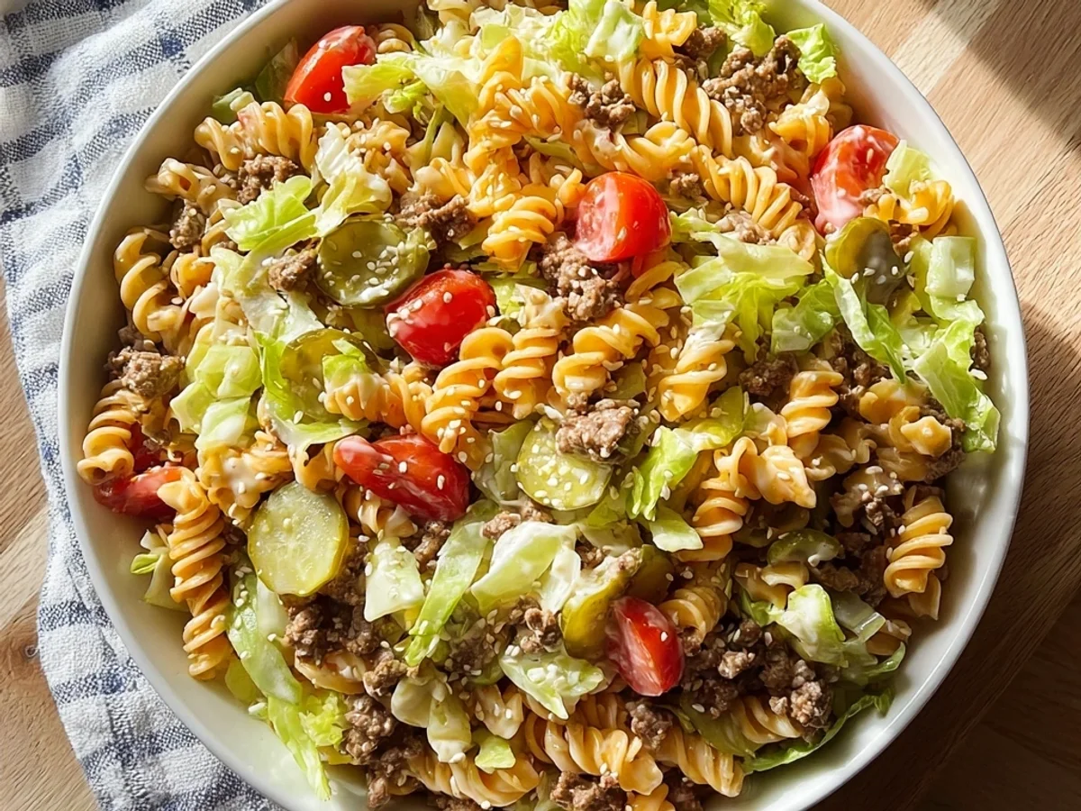 Tangy Big Mac Pasta Salad Recipe: A Diner Classic Reinvented - Image 1