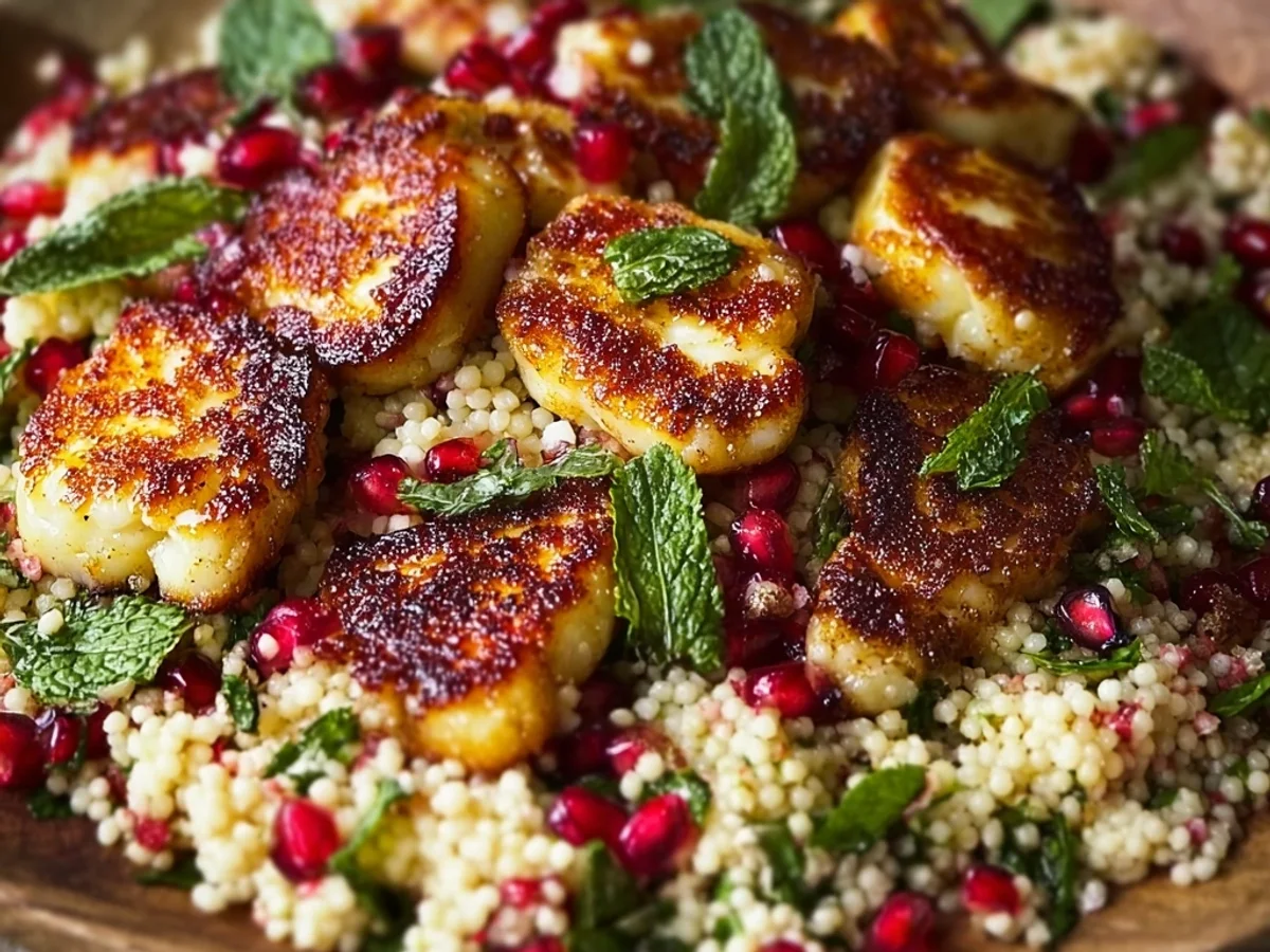 Tangy Halloumi Pomegranate Couscous Salad - Image 2