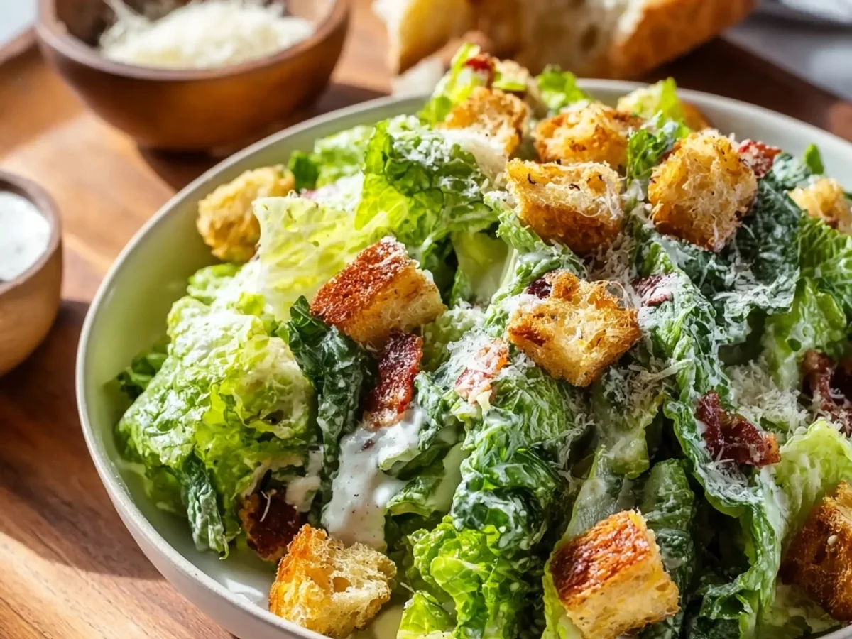 Tangy Homemade Caesar Salad: Fresh & Creamy Recipe - Image 1