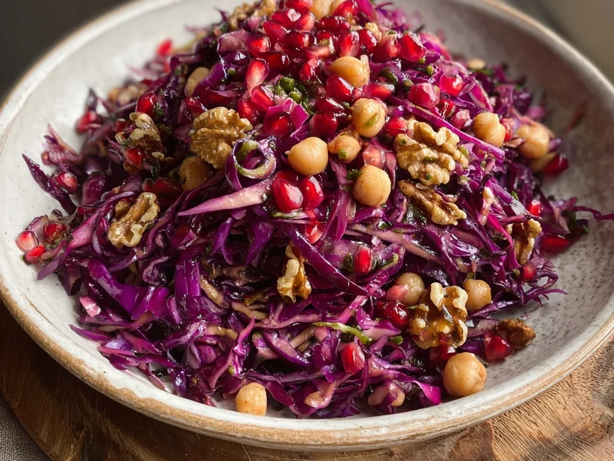Tangy Red Cabbage Pomegranate Salad with Walnuts - Image 1