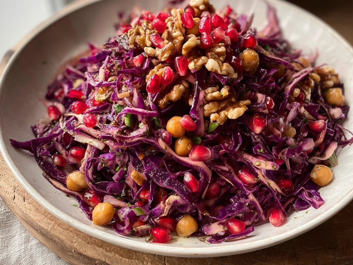 Tangy Red Cabbage Pomegranate Salad with Walnuts - Image 2