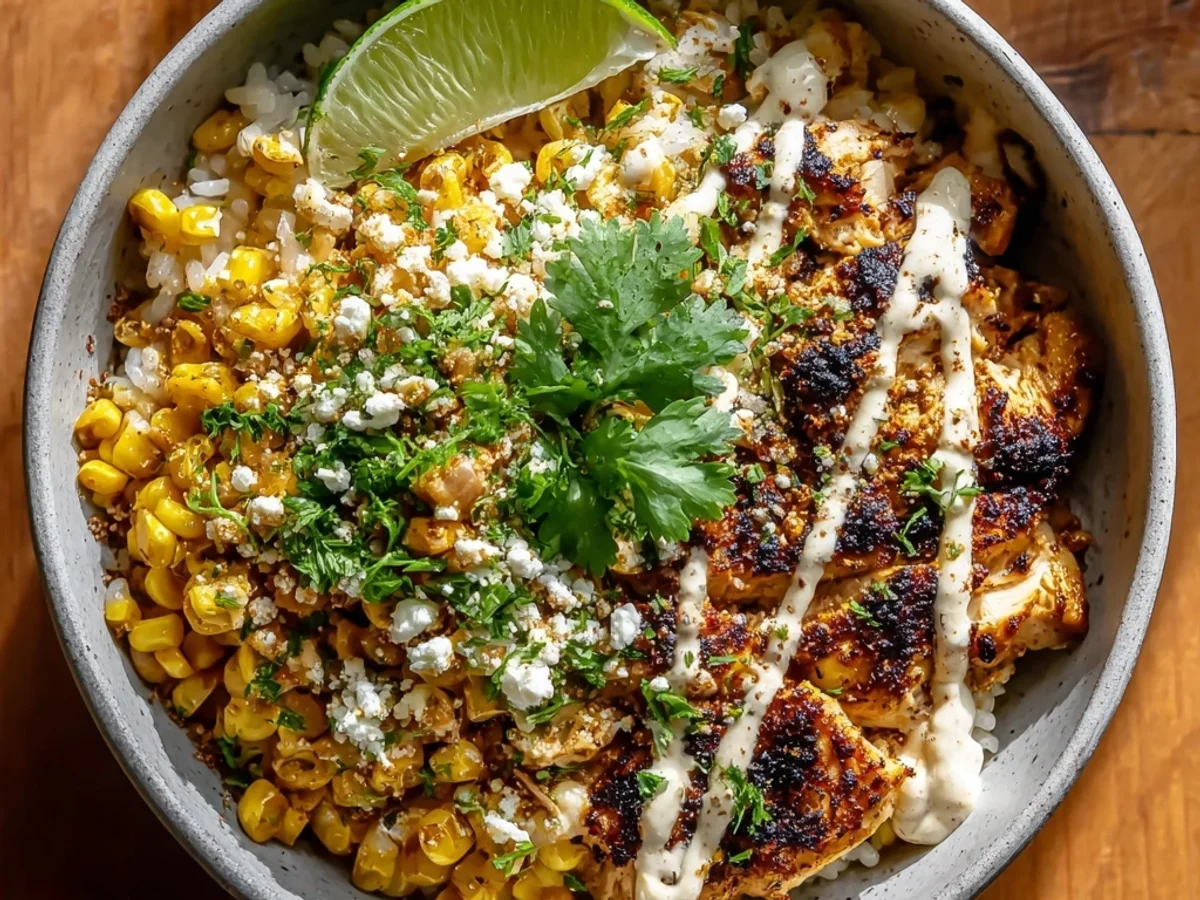 Tangy Street Corn Chicken Rice Bowl Recipe - Image 1